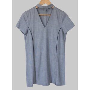 Zara Basic Collection Short Sleeve  Choker Dress Womens Medium Gray Pockets